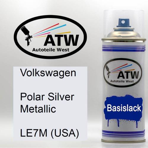 Volkswagen, Polar Silver Metallic, LE7M (USA): 400ml Sprühdose, von ATW Autoteile West.